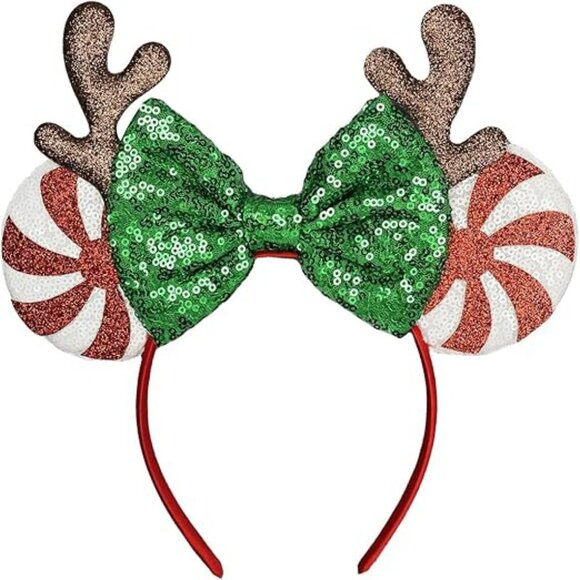 Mouse Ear Candy Glittery Headband for Party Park Fun Reindeer Antlers - Picture 1 of 2